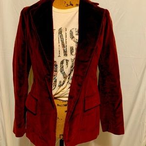Vintage Merlot Velvet Blazer